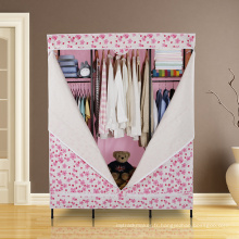 Armoire moderne en tissu de chambre en métal bricolage avec tissu non tissé